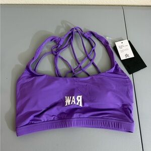 Rawgear Women's Double Cross Back Athletic Fitness Purple Strappy Sports Bra S
